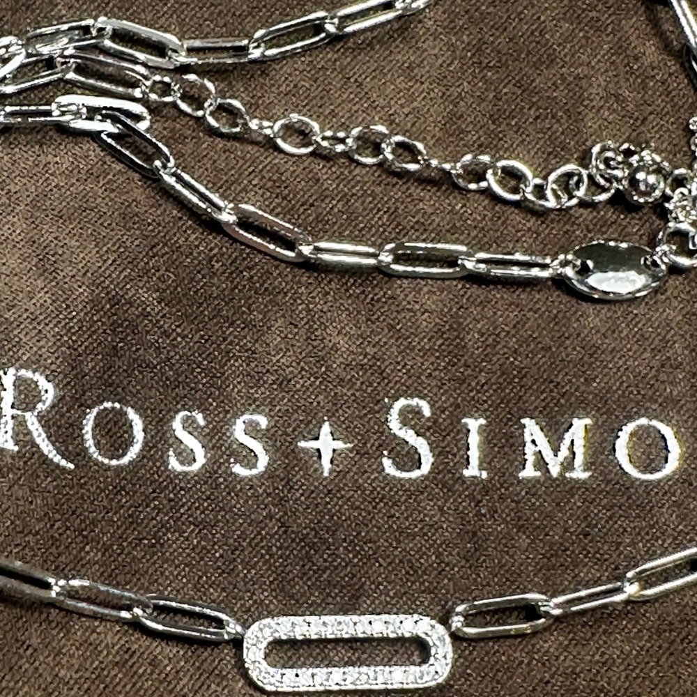 Ross-Simons Silver Chain Necklace with Sparkling Accents